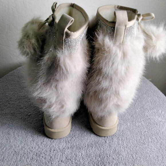 ✨ Carlkarida Faux Fur Lining Winter Boots Mid-Calf Platform Cream Color Size 8 - Picture 6 of 13